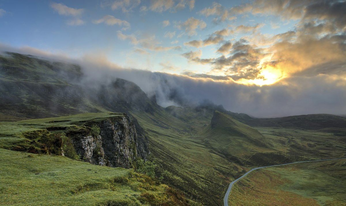 Foggy hills at dawn - romantic landscape